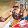 Hombre fumando en cachimba